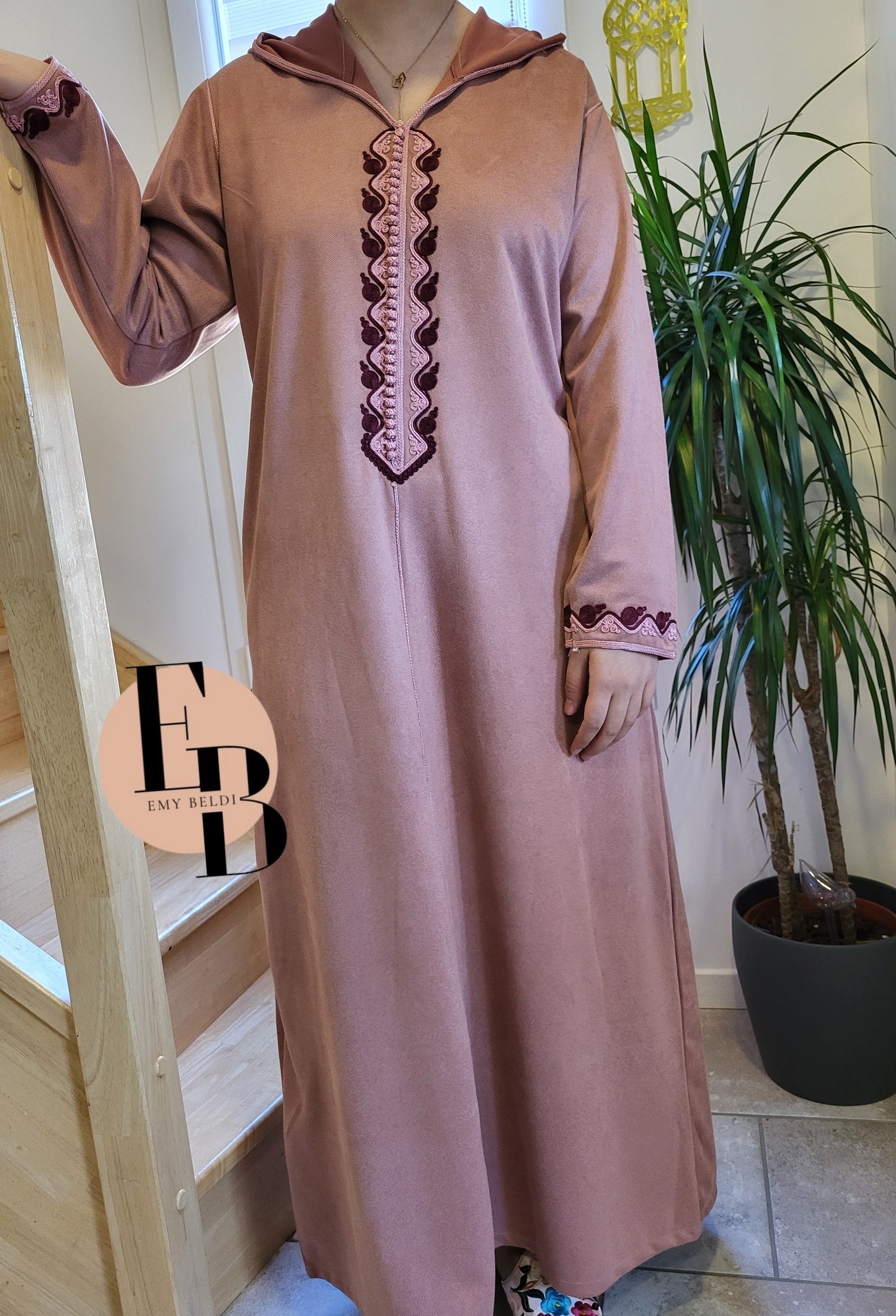 Djellaba Winter - Rose Bordeaux