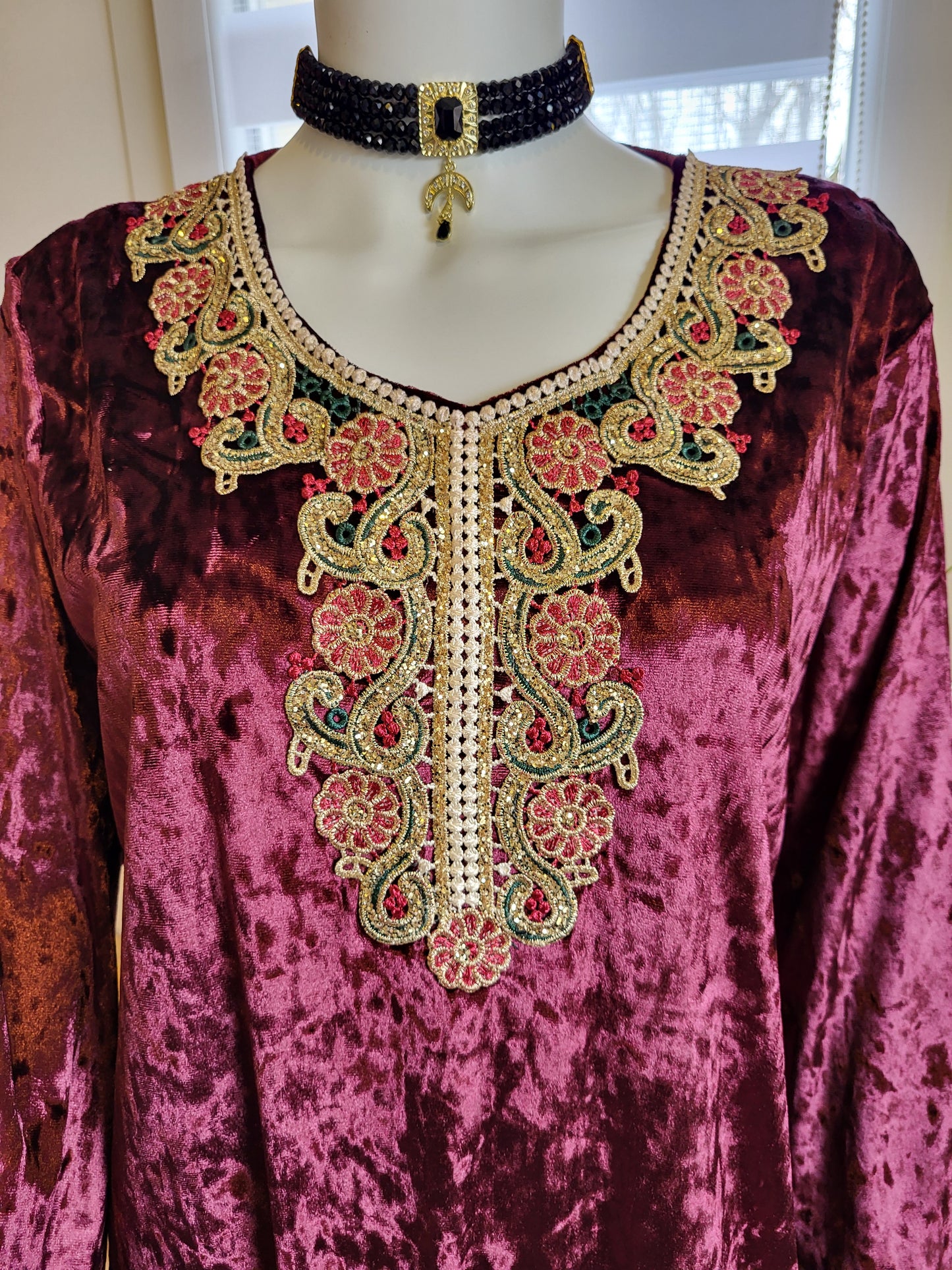 Gandoura Velours - Bordeaux