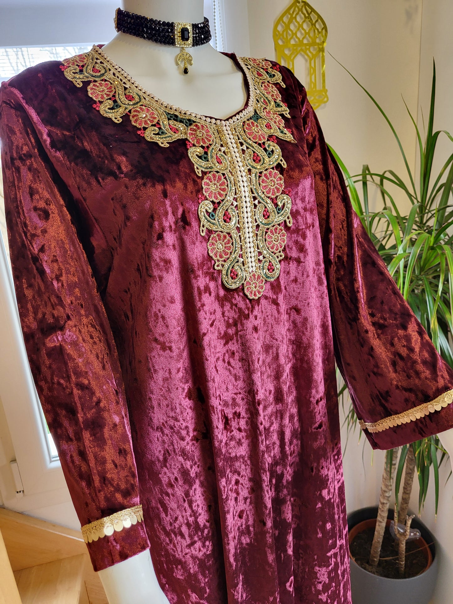 Gandoura Velours - Bordeaux