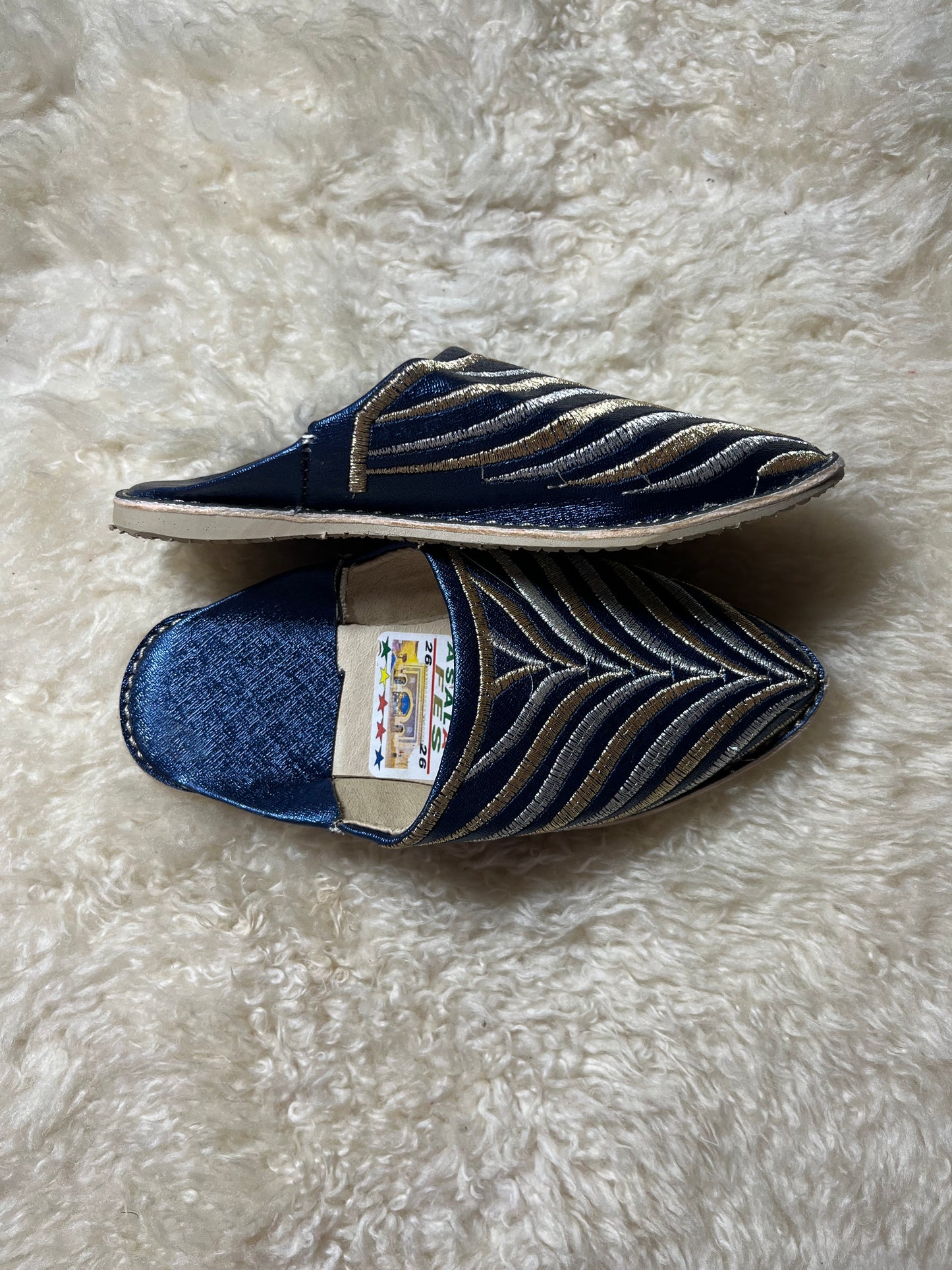 Babouches Fille - Belgha - Bleu marine