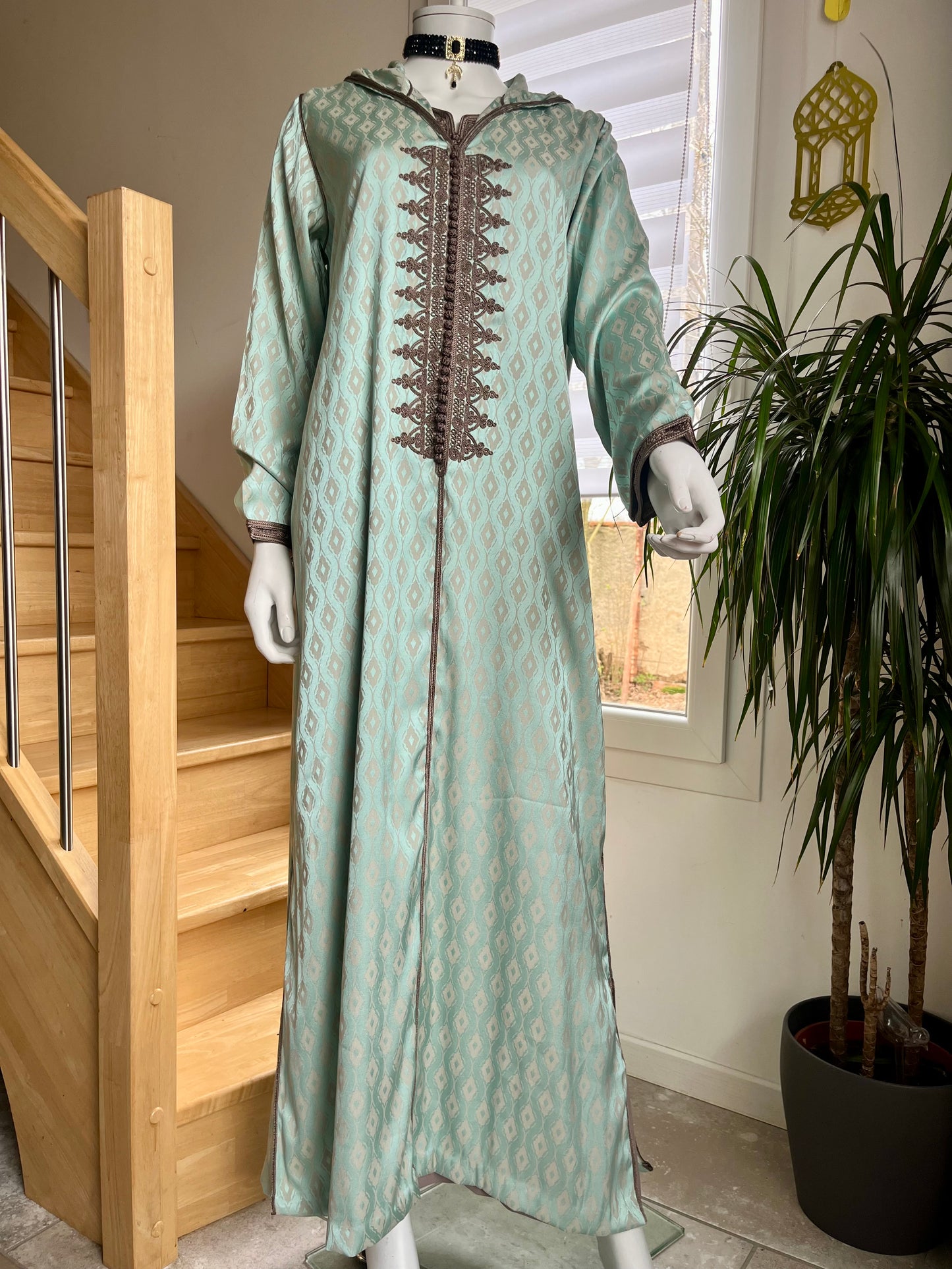 Djellaba Layal 2p - Turquoise/Marron