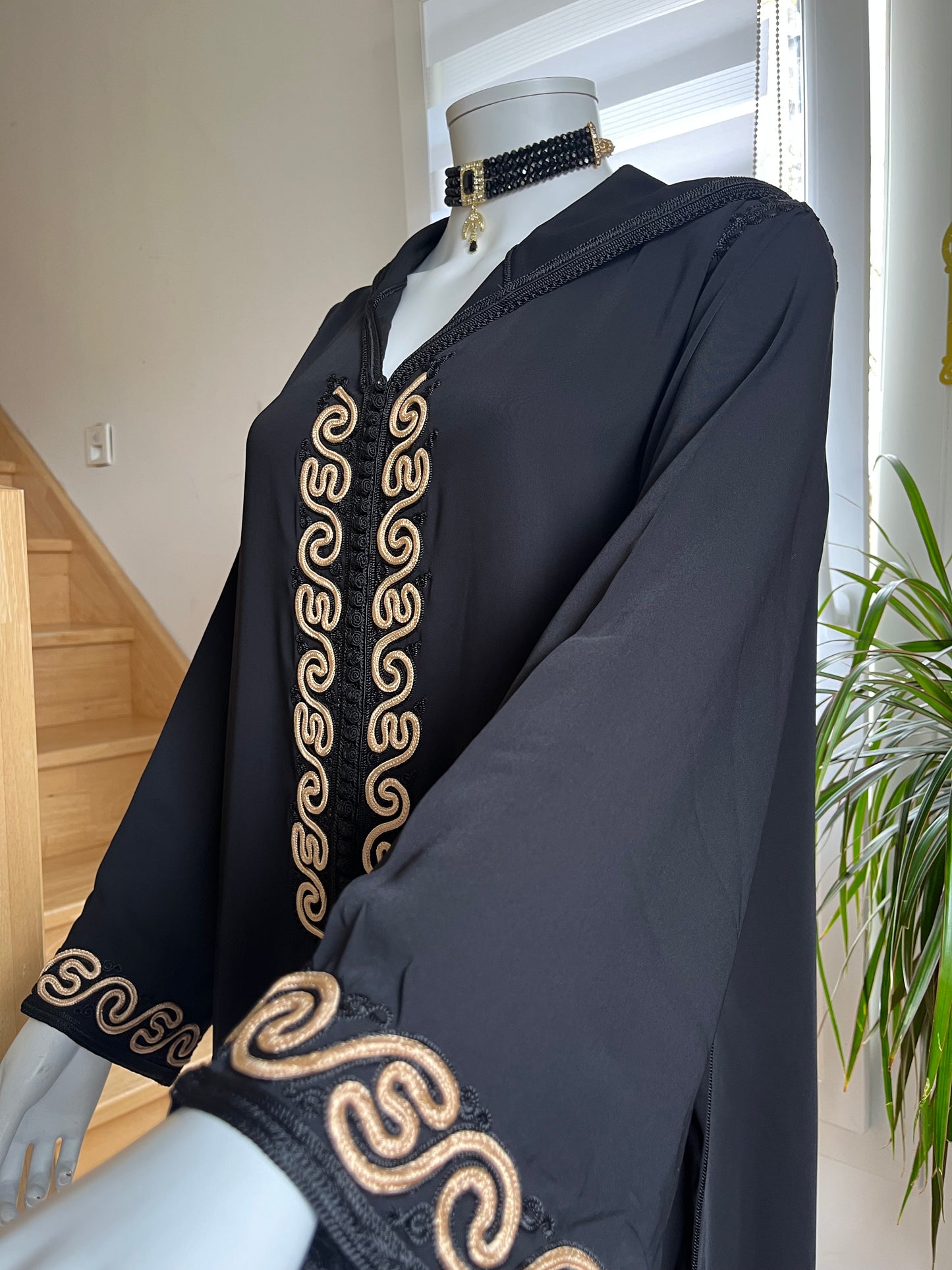 Djellaba Qamar - Noir/Gold