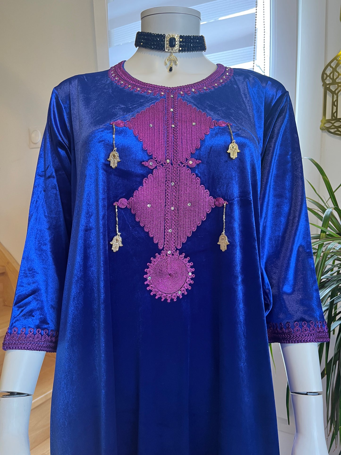 Gandoura Velours - Bleu/Mauve