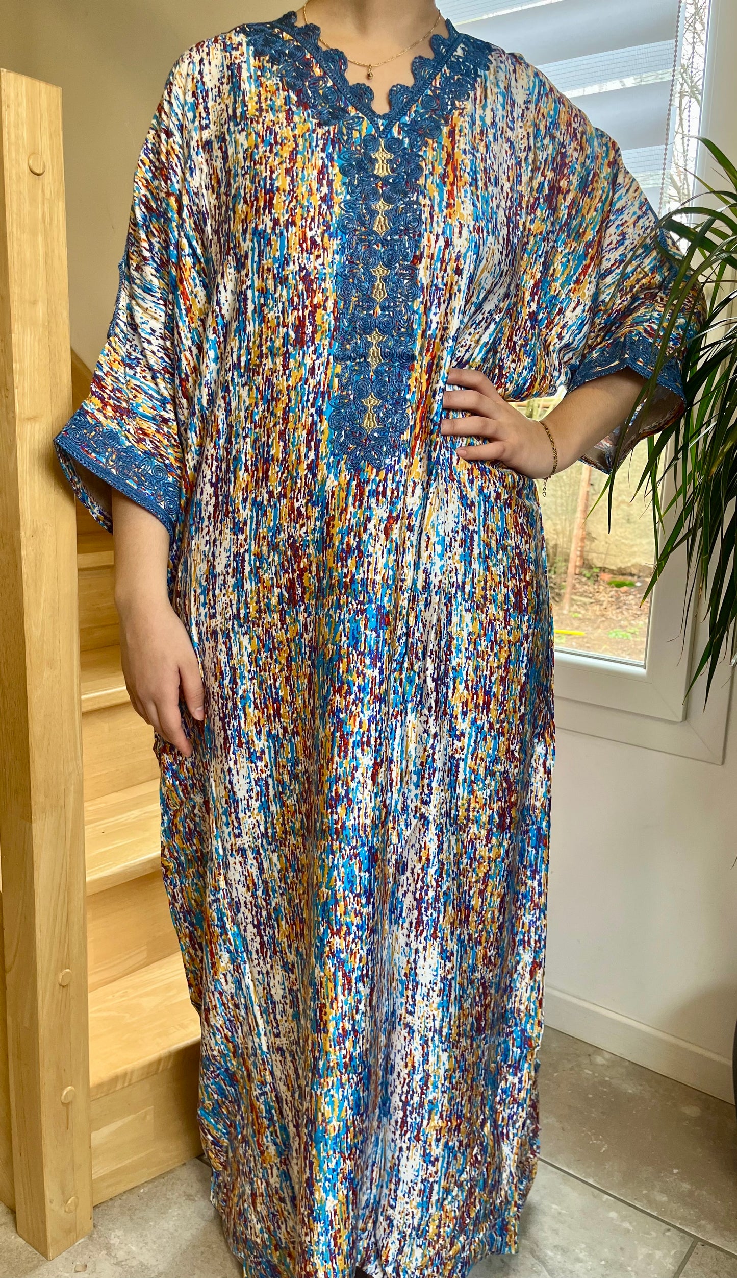 Gandoura Abstract - Bleu acier