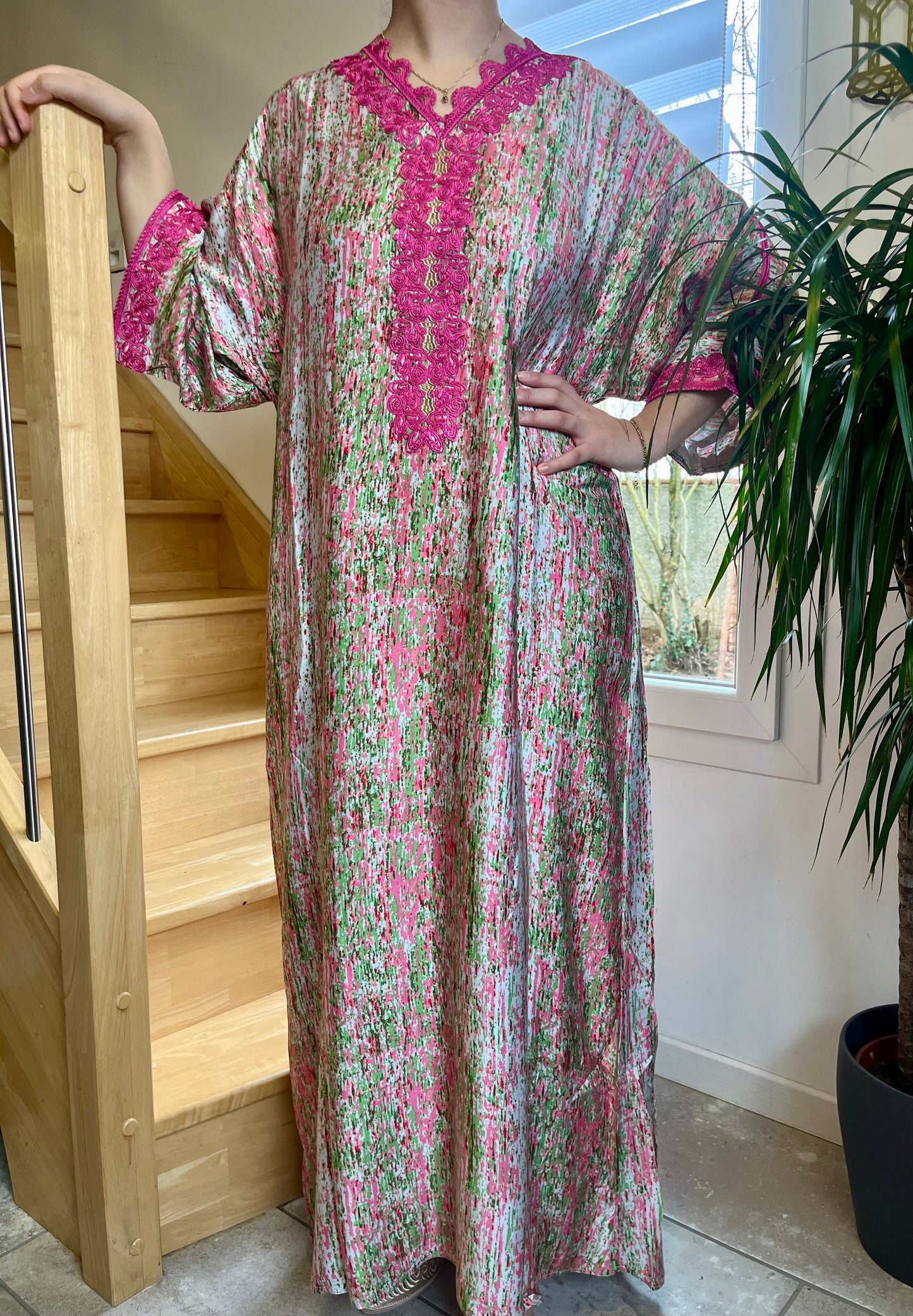 Gandoura Abstract - Rose/Vert