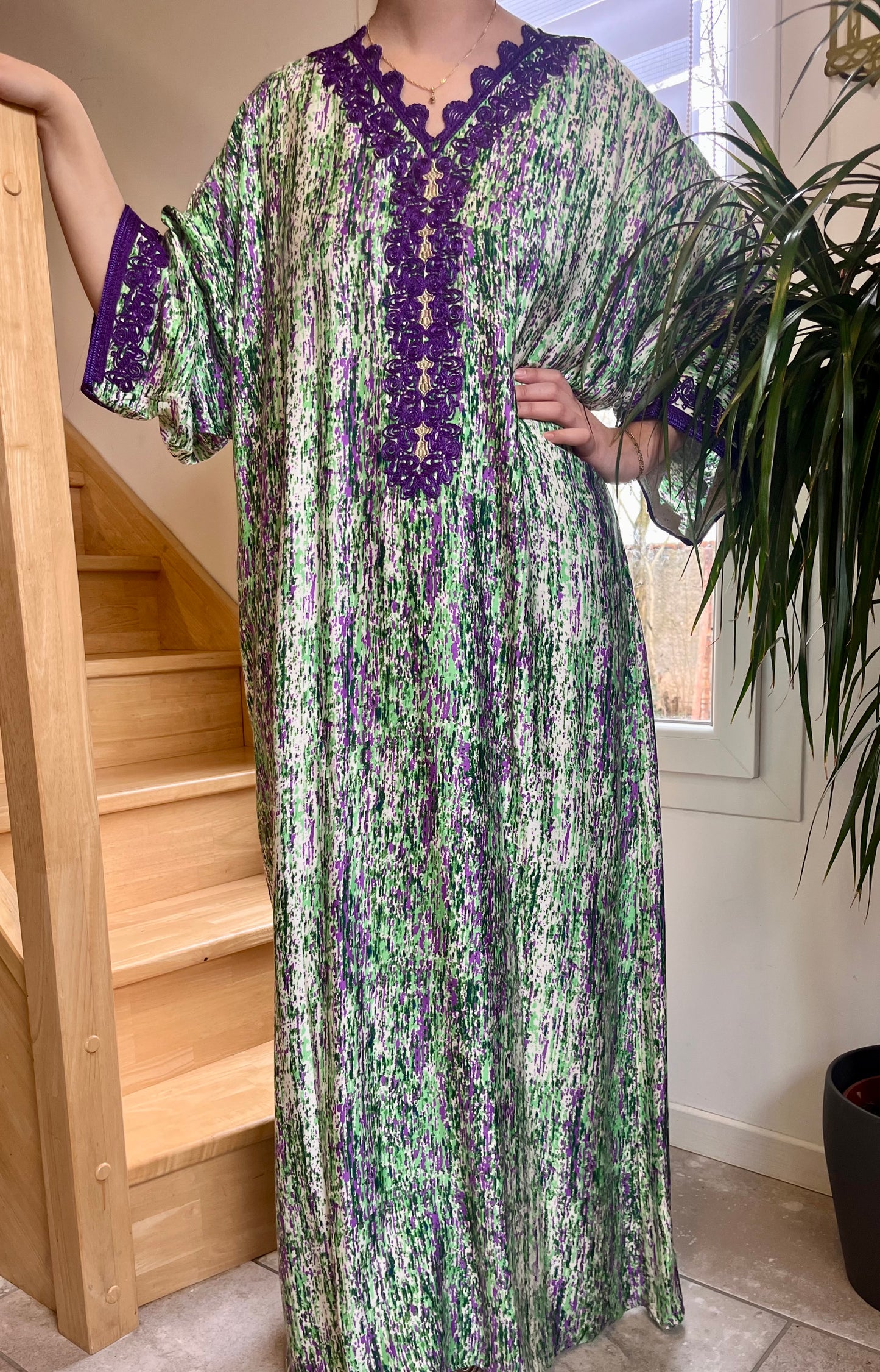 Gandoura Abstract - Violet/Vert