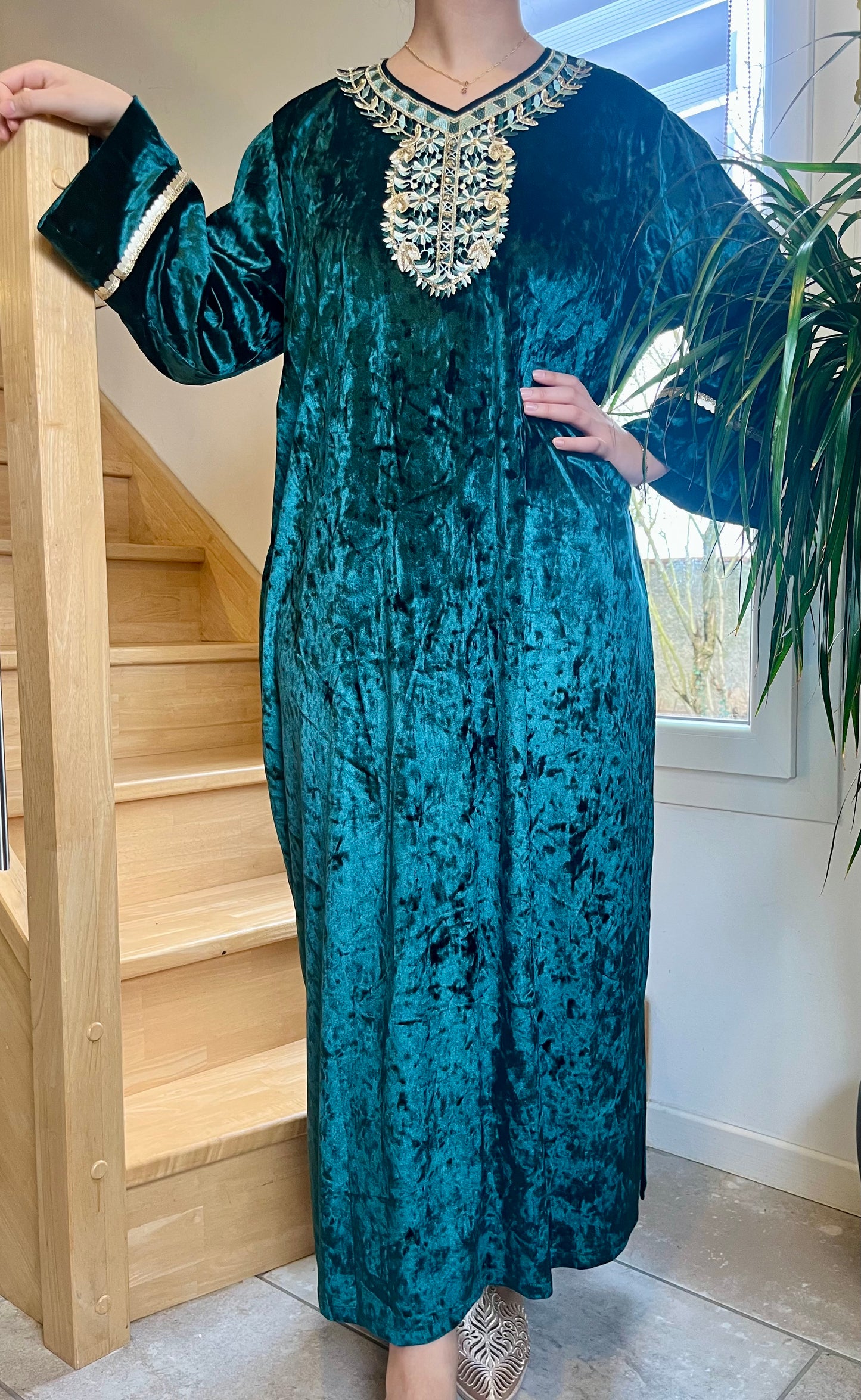 Gandoura Velours - Vert Canard