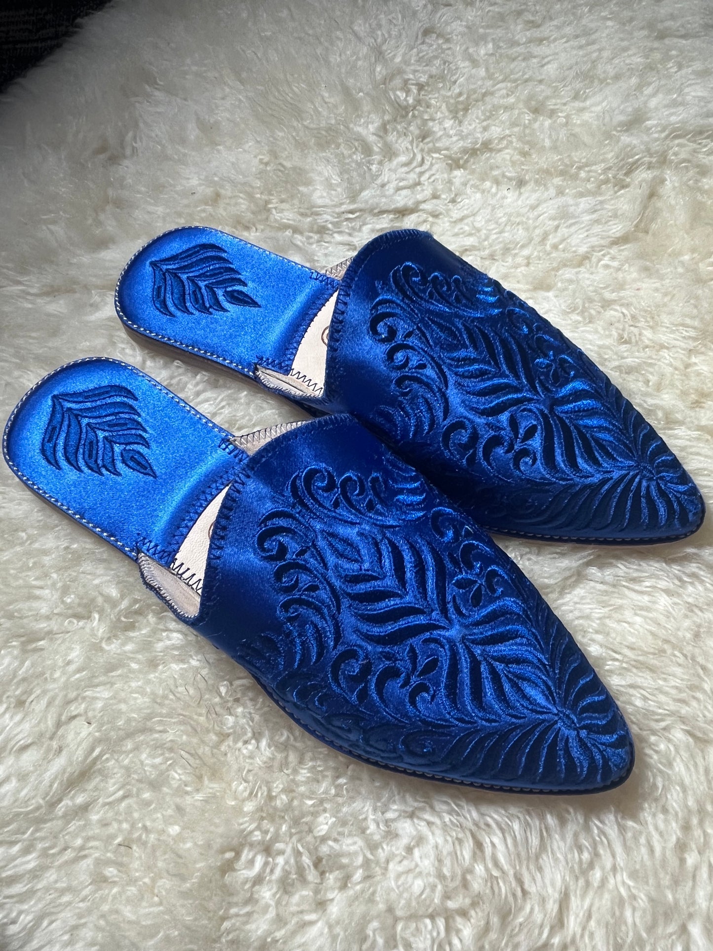 Babouches Femme - Cherbil - Bleu Saphir