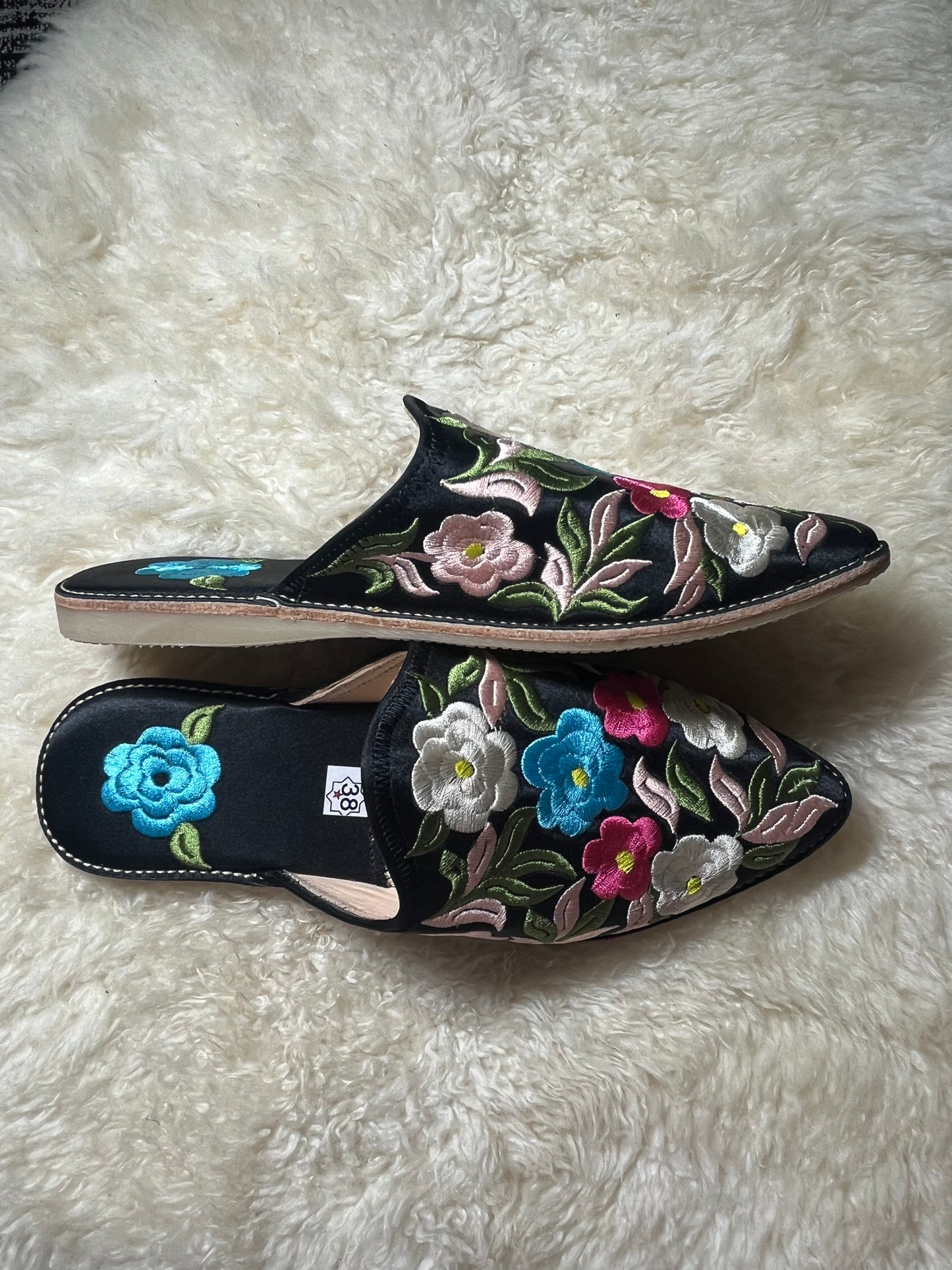 Babouches Femme - Cherbil - Noir Fleuri