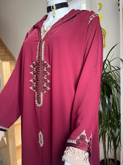 Djellaba Nour 2p - Bordeaux/Beige