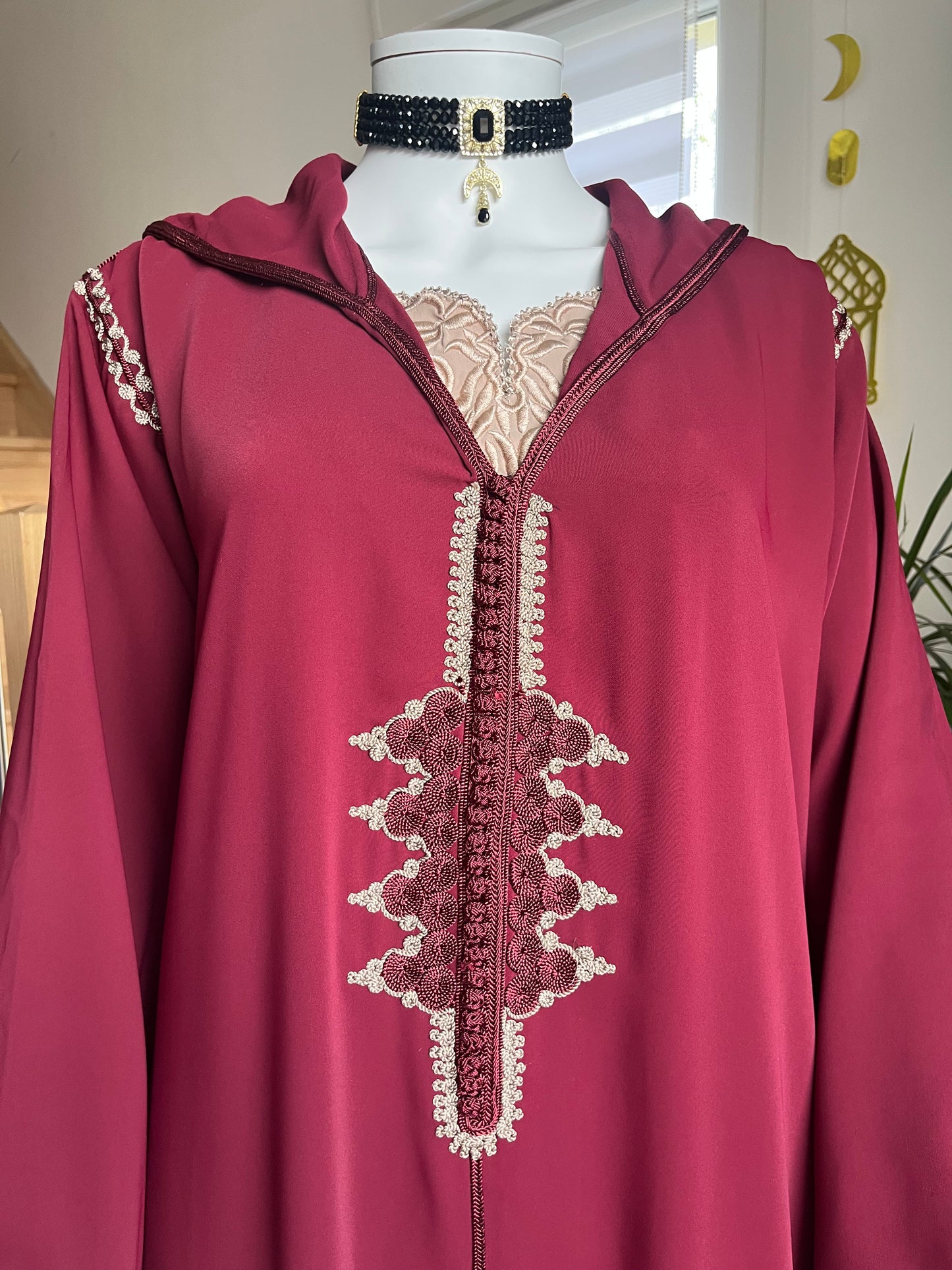 Djellaba Nour 2p - Bordeaux/Beige