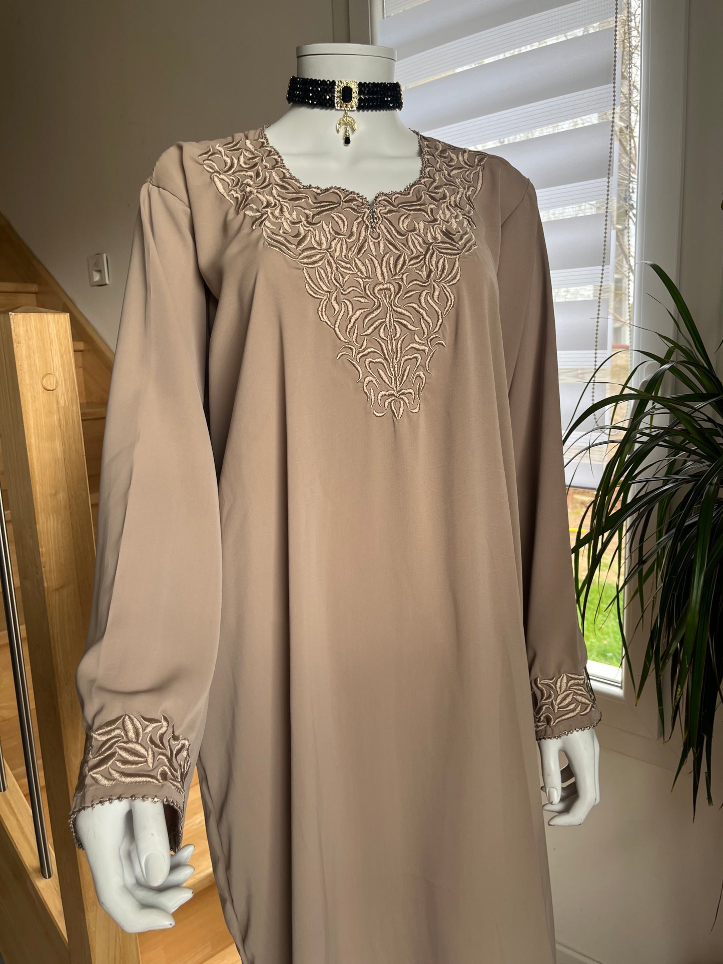 Djellaba Nour 2p - Bordeaux/Beige