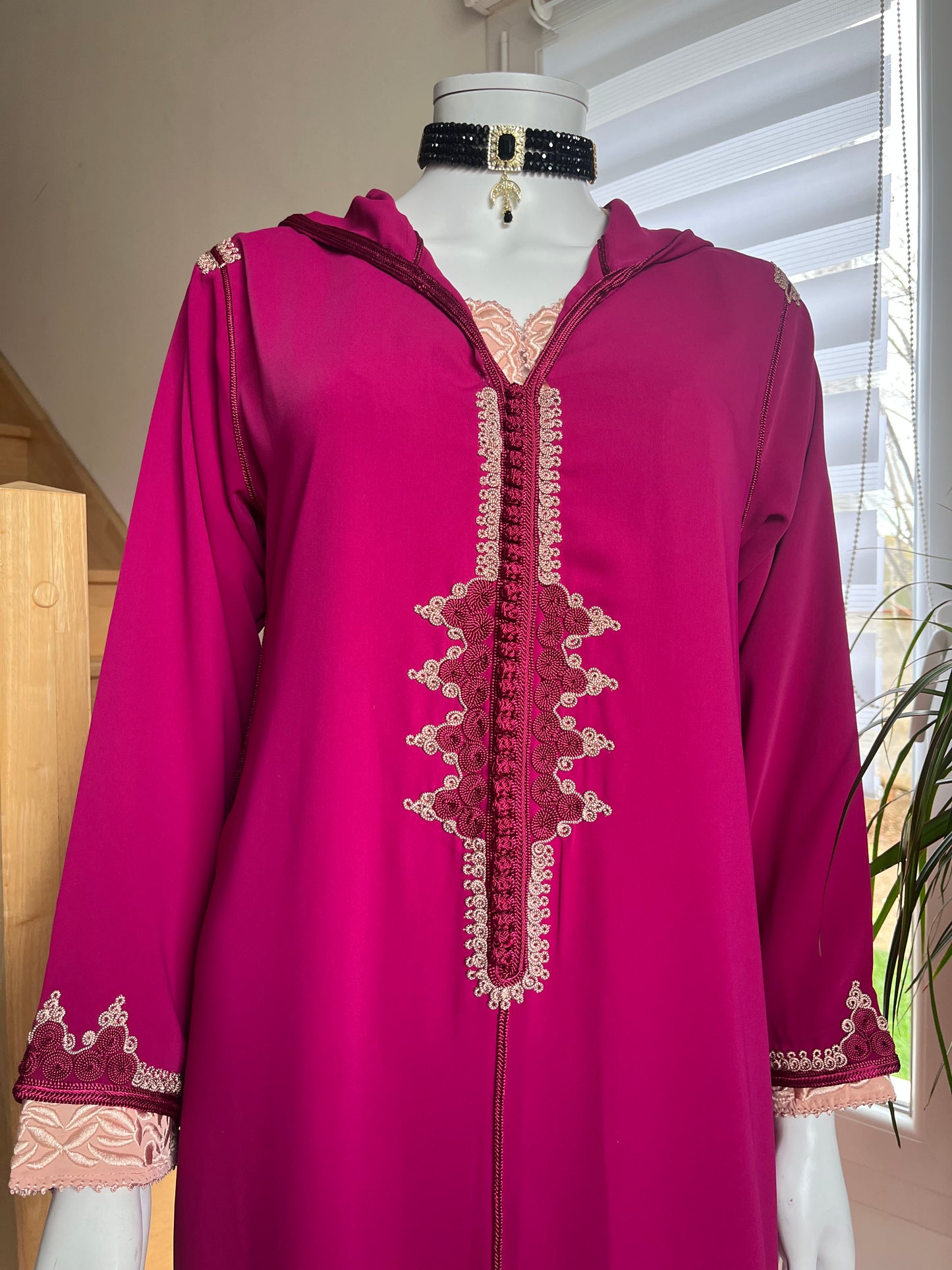 Djellaba Nour 2p - Rose magenta/Pêche