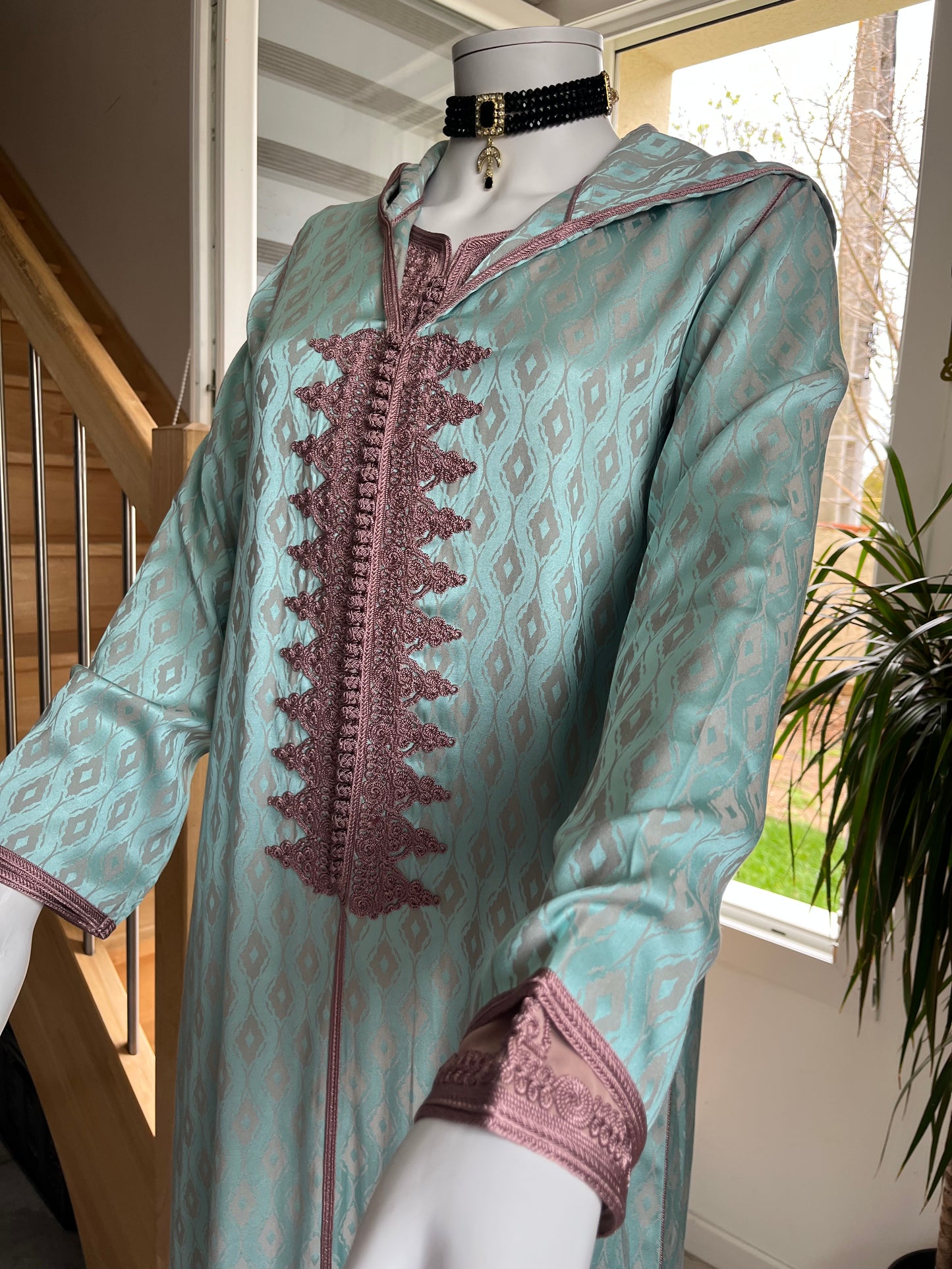 Djellaba Layal 2p - Turquoise/Rose balais