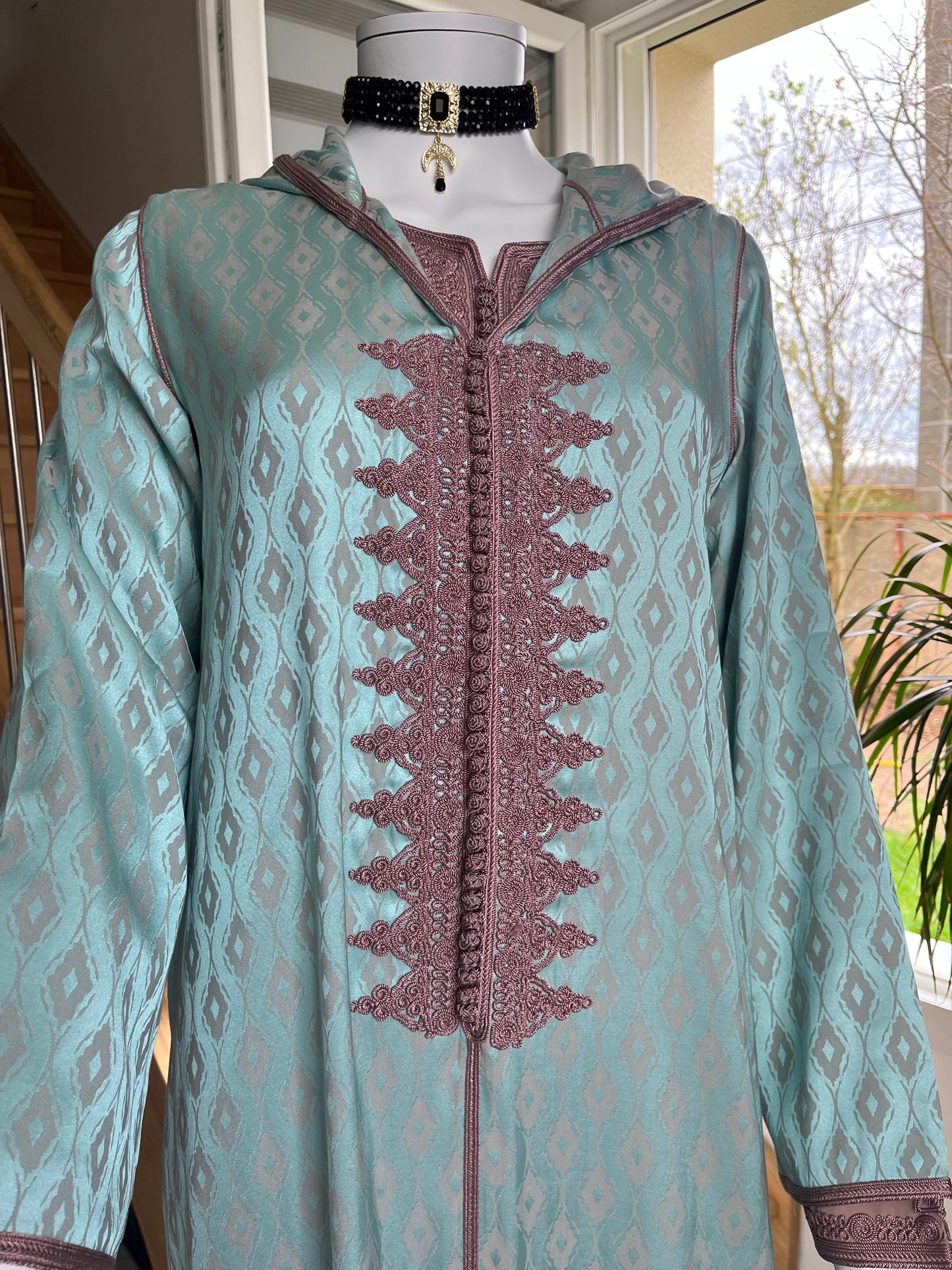 Djellaba Layal 2p - Turquoise/Rose balais