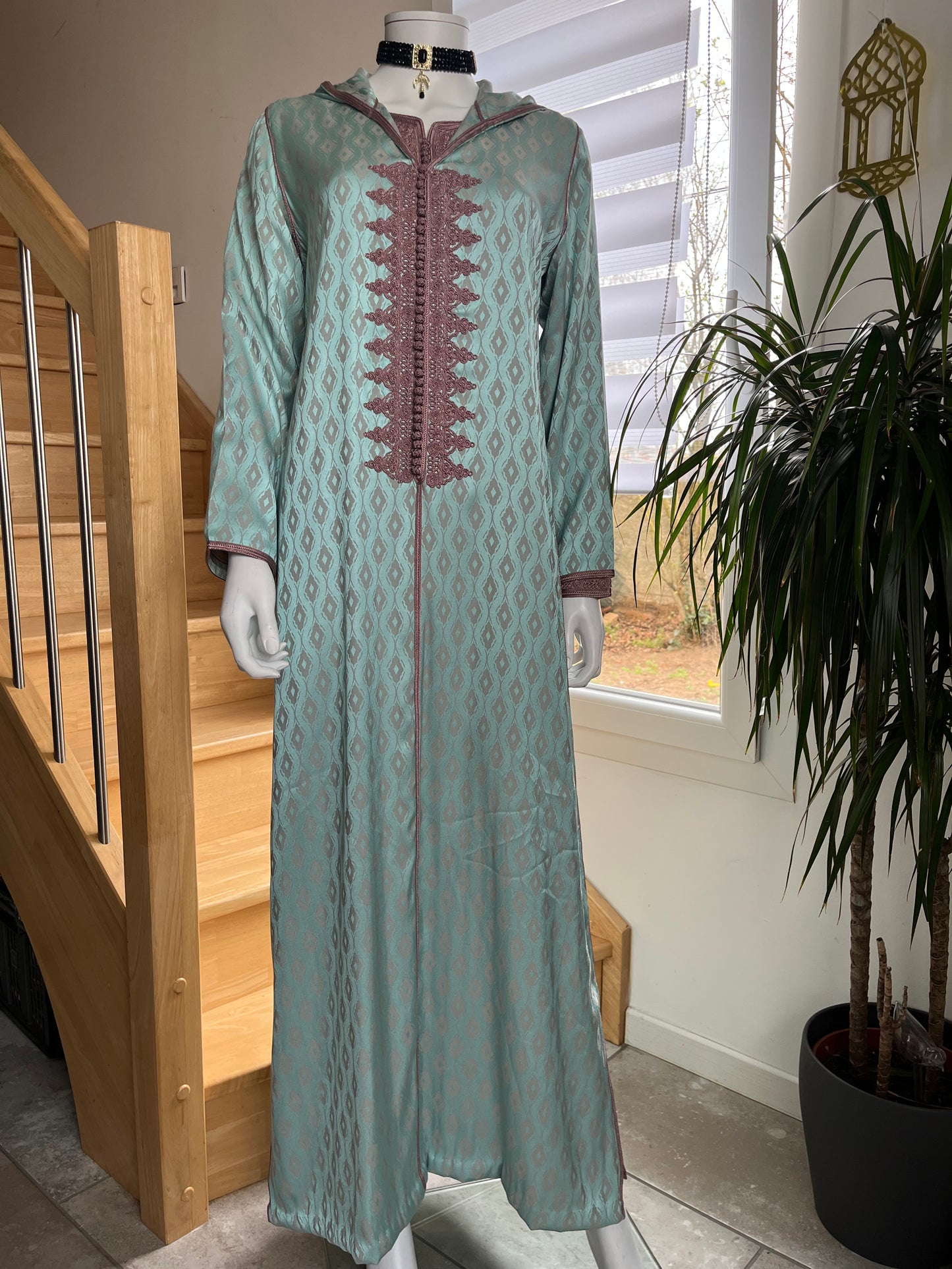 Djellaba Layal 2p - Turquoise/Rose balais