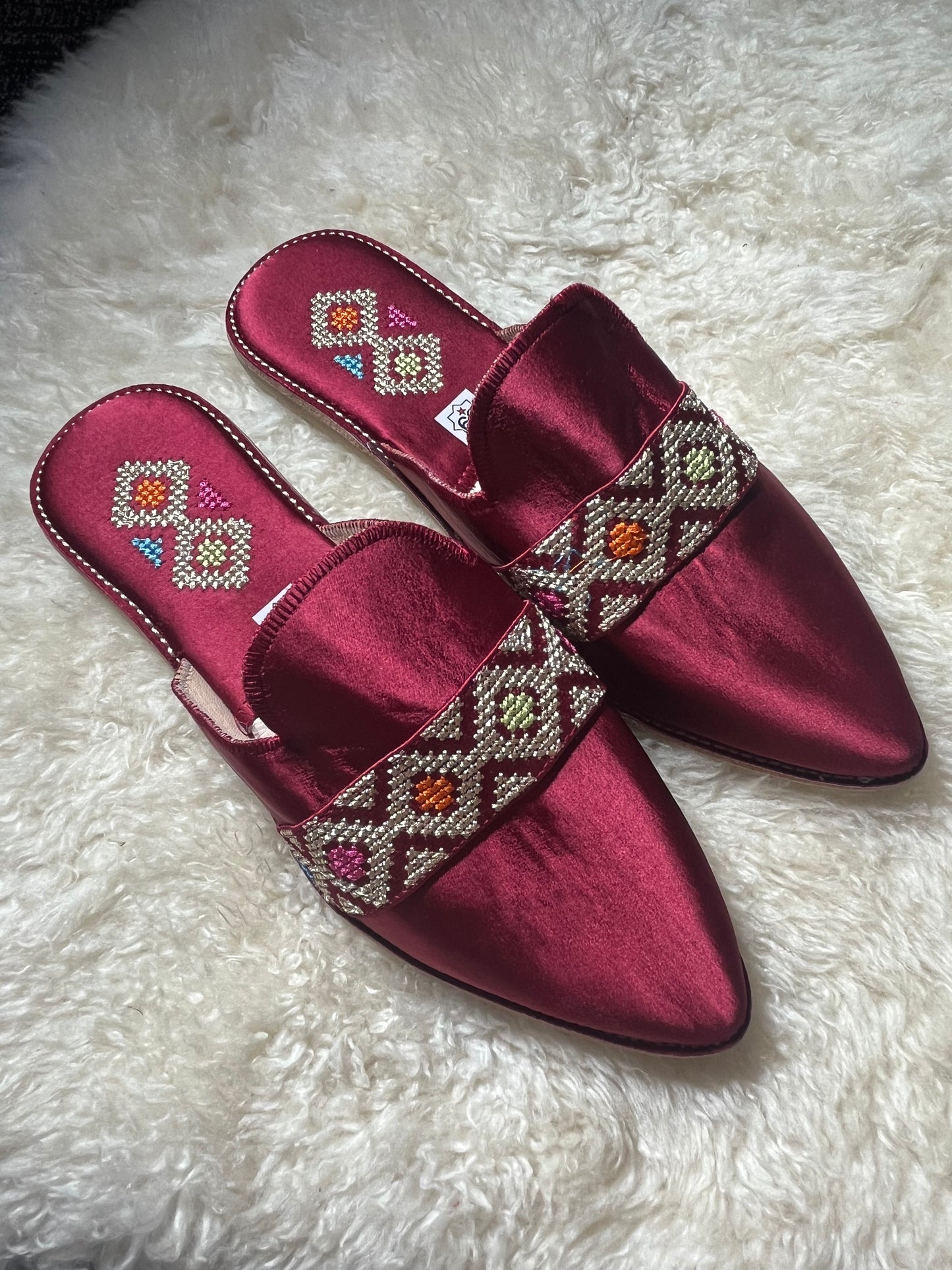 Babouches Femme - Cherbil -  Burgundy/Gold
