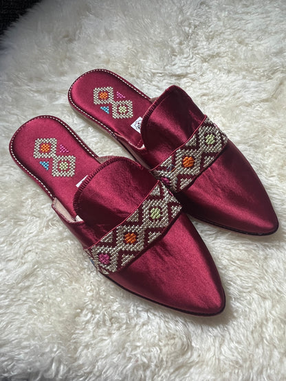 Babouches Femme - Cherbil -  Burgundy/Gold