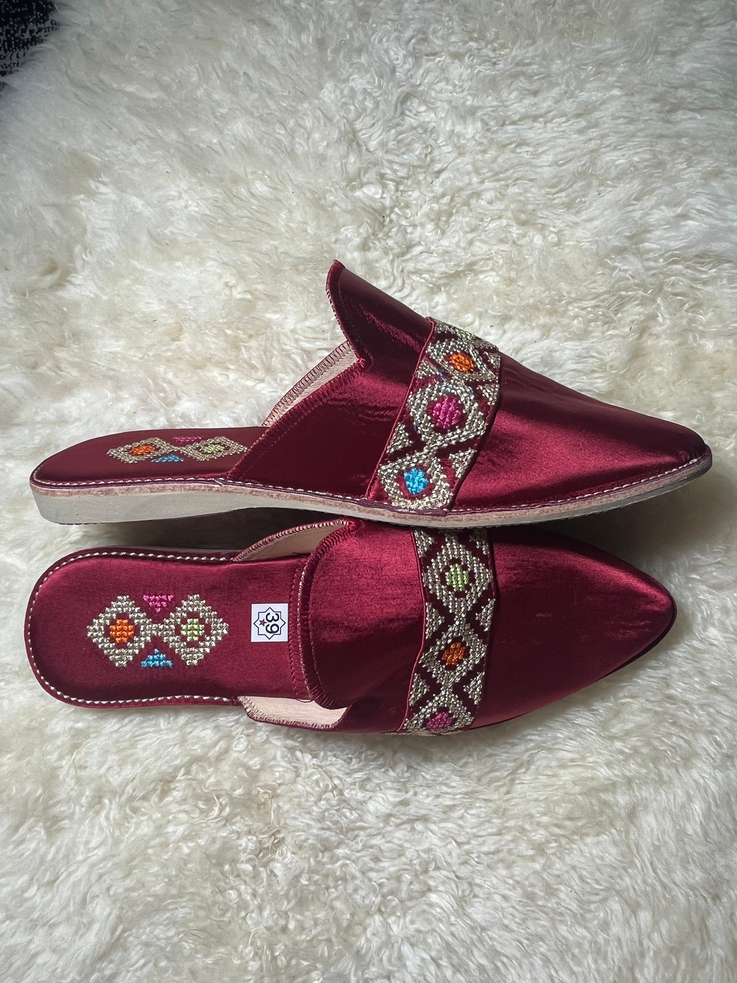 Babouches Femme - Cherbil -  Burgundy/Gold