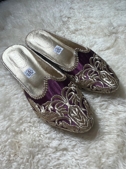 Babouches Fille - Cherbil - Aubergine/Gold