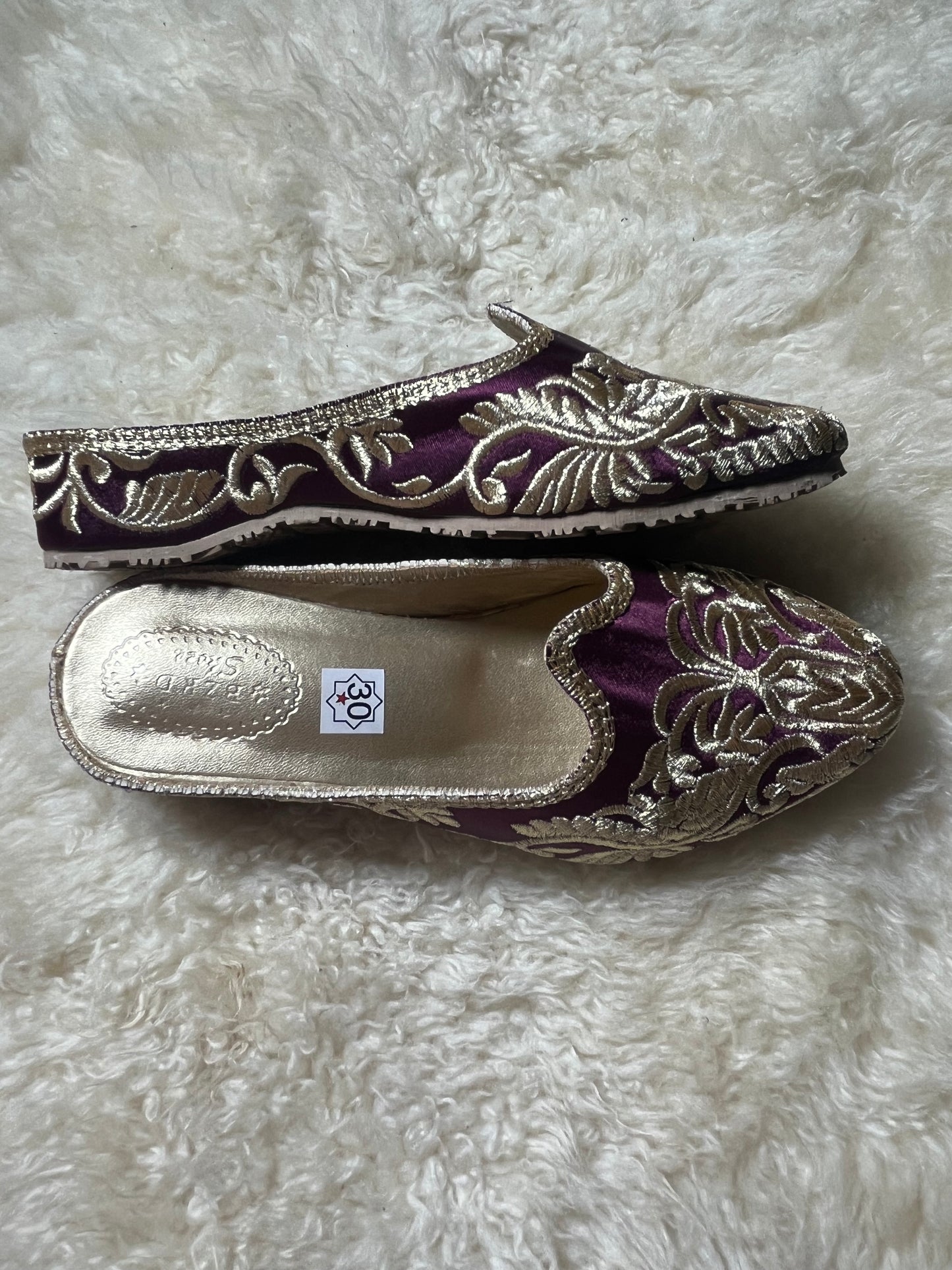 Babouches Fille - Cherbil - Aubergine/Gold